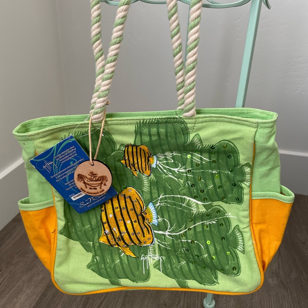 New Guy Harvey Purse Tropical Fish Colorful Bag Tote Zip Top NWT